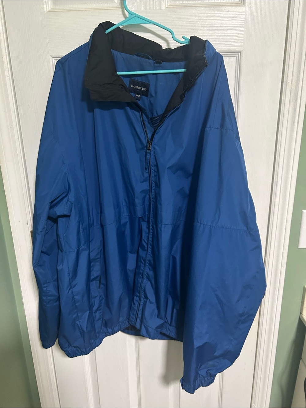 Harbor Bay Men's Blue Windbreaker with Black Collar